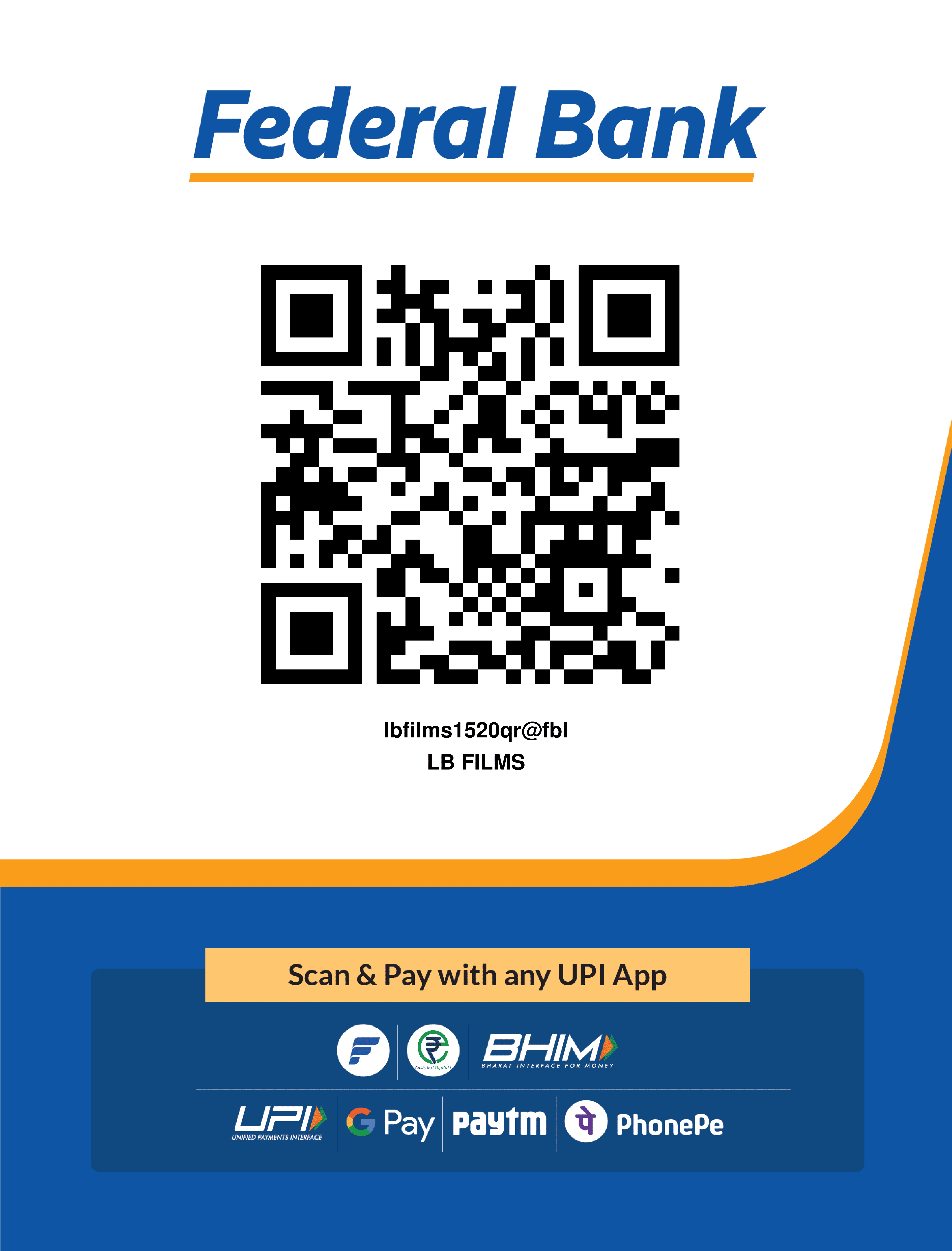 LB Films UPI payment QR code